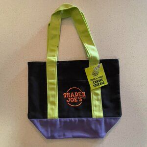 NWT Trader Joe’s Black with Green & Purple Halloween Mini Canvas Tote